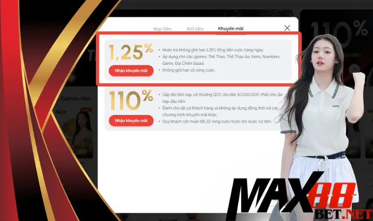 Max88 hoàn trả áp dụng cho những game nào?